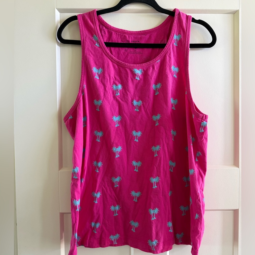 Urban Heritage Hot Pink Tank with Teal Palm Print